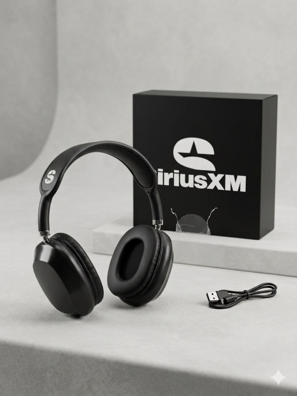 SiriusXM Over-Ear Wireless Headphones - Black - NEW (Damaged Box) - With Cable